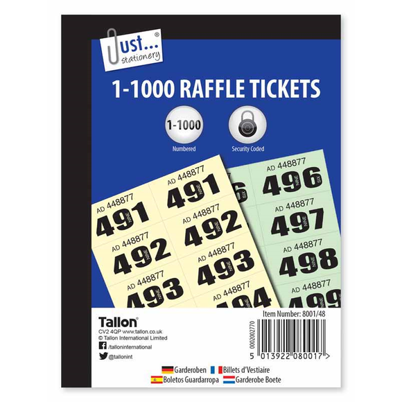 Raffle and Cloakroom tickets 1 - 1000