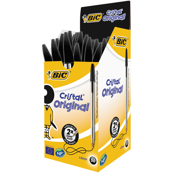 Bic Black Cristal Pens X 50