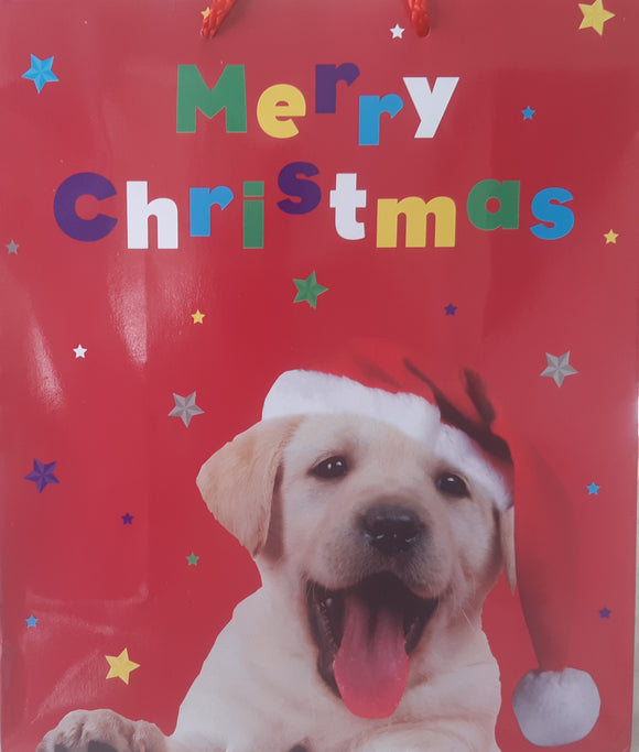 Medium Gift Bag Christmas Dog X 6