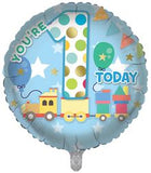Age 1 Male Birthday Juv 18" Foil Balloon