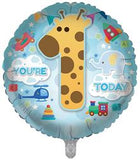 Age 1 Male Birthday Juv 18" Foil Balloon