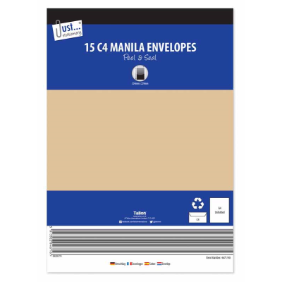 C4 15 Manila Peel and Seal Envelopes X 20