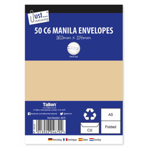 C6 50 Manila Peel and Seal Envelopes X 12